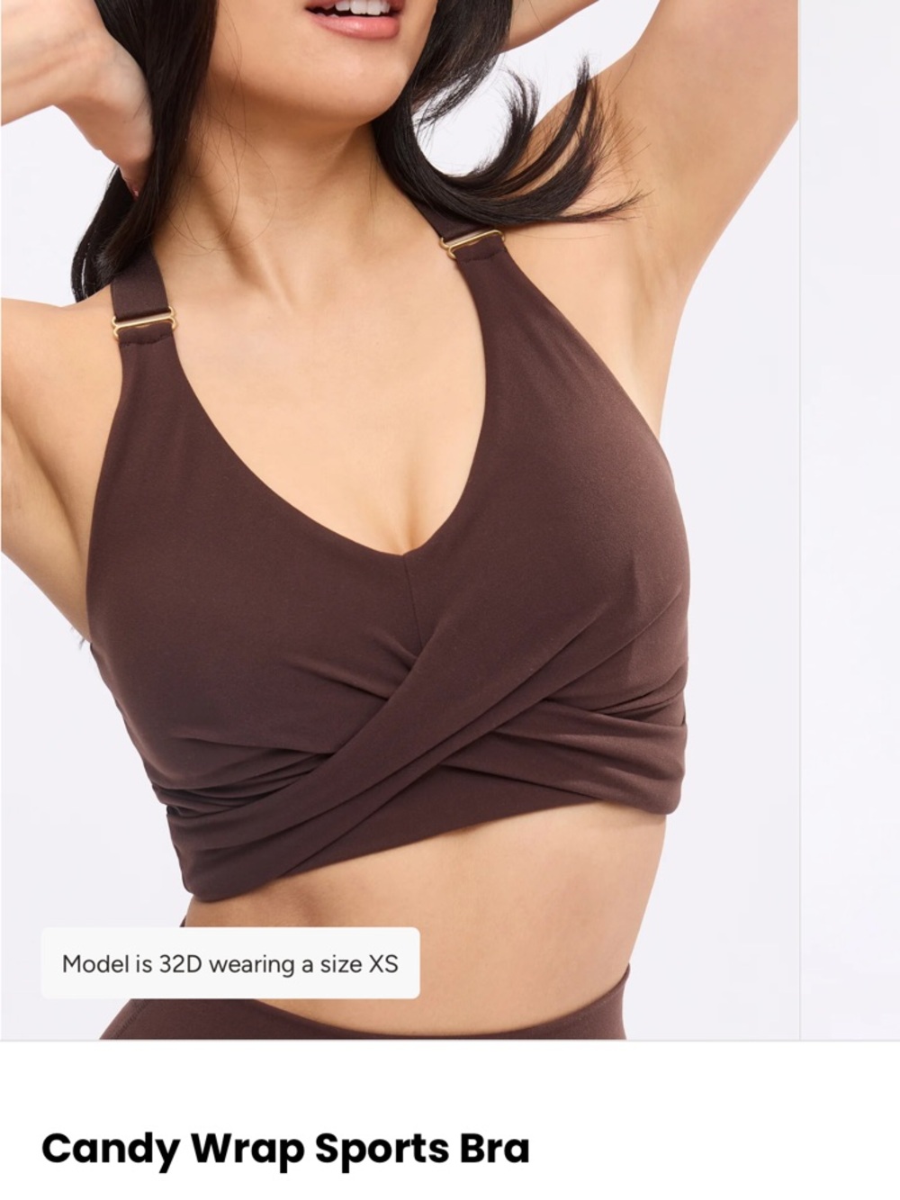 BuffBunny Chocolate Brown Sports Bra with Strappy Back